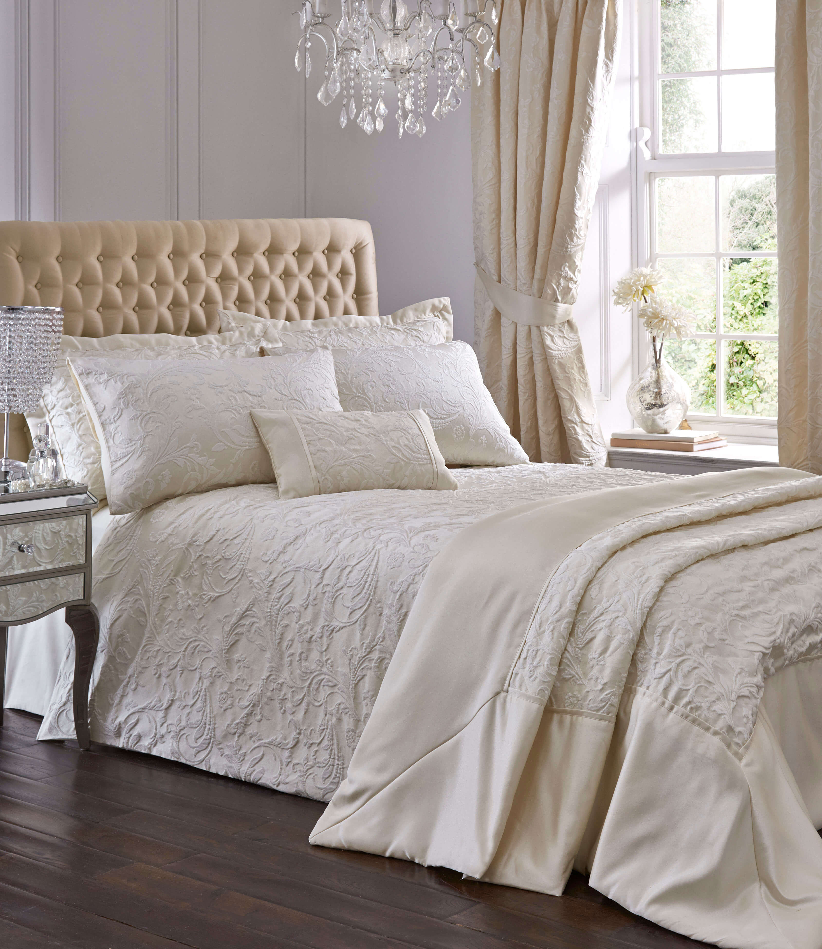 Spencer Duvet Cover. Ivory Colour. Super King Size