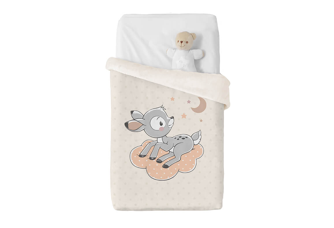 Manterol Baby Blanket Baby Deer Natural 533C07 The Bedlinen Company Cork