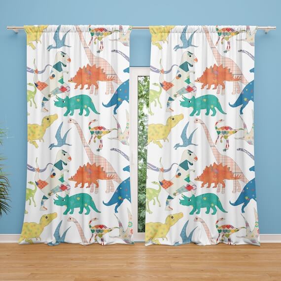 Pencil Pleat Curtains Dinosaurs The Bedlinen Company Cork